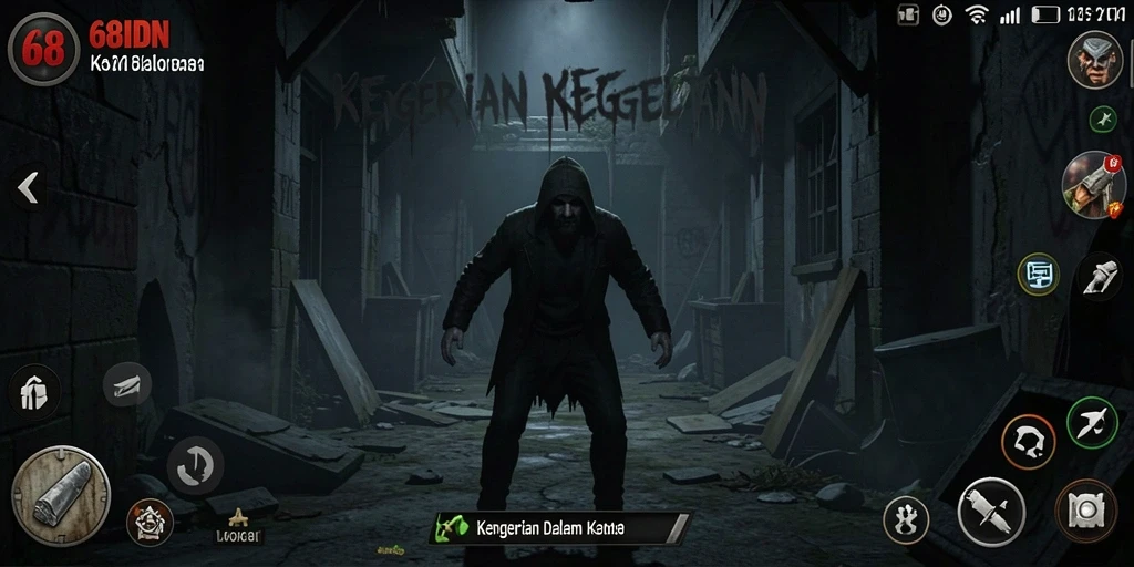 Tangkapan layar gameplay yang menggambarkan suasana menegangkan dalam 68IDN.