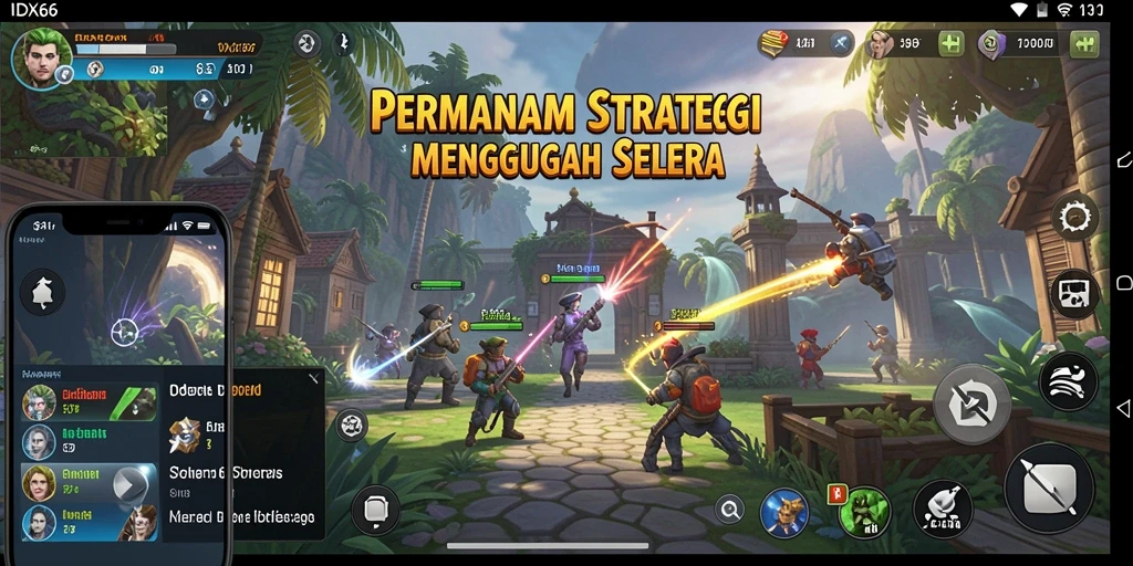 Tangkapan layar menampilkan aksi intens dalam gameplay strategi IDX66.