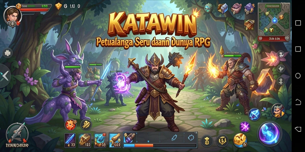 Screenshot KATAWIN menampilkan pertarungan seru dalam dunia RPG yang memukau.