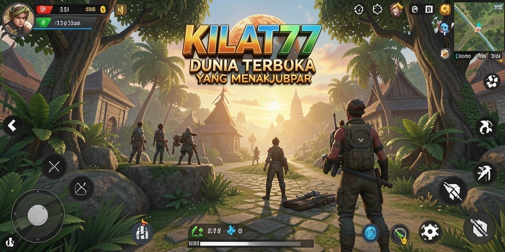 Tangkapan layar utama KILAT77 menampilkan pemandangan indah dunia terbuka.