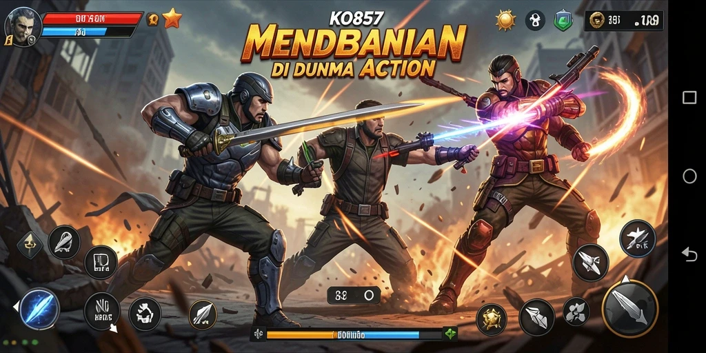 Tampilan seru gameplay KO857 dengan karakter bertarung di arena.