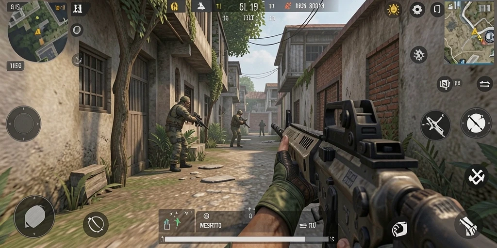 Screenshot utama dari game MESIRTOTO menunjukkan aksi tembak-menembak yang mendebarkan.
