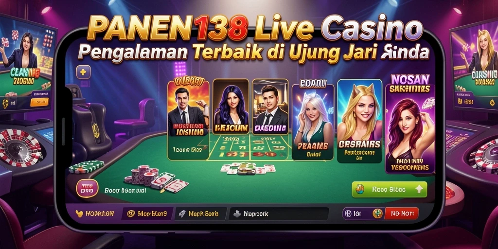 Screenshot PANEN138 menampilkan dealer langsung di meja permainan kasino.