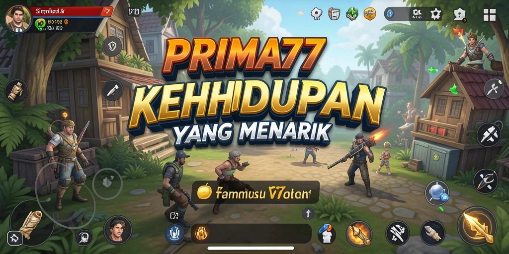 Screenshot gameplay PRIMA77 menunjukkan interaksi karakter dalam kehidupan sehari-hari.