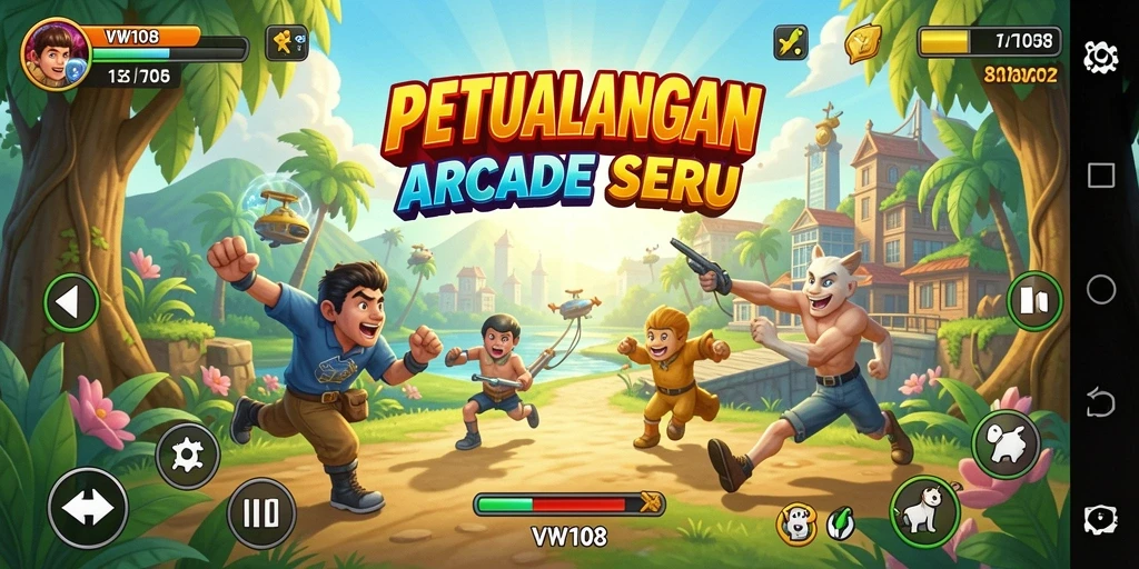 Screenshot gameplay VW108 menampilkan tantangan seru dalam game Arcade.